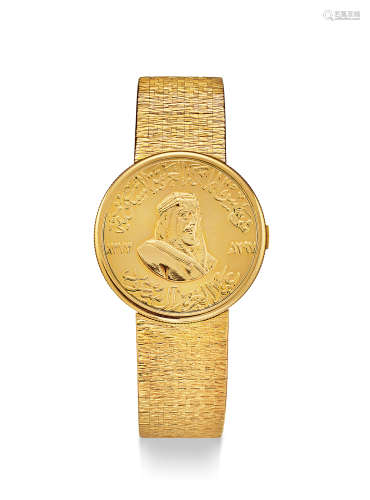 伯爵 精致罕有，黄金阿拉伯金币机械腕表，备隐藏表盘，年份约1980