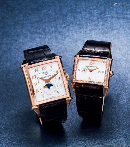 芝柏 精致，女装玫瑰金镶钻石长方形自动腕表，备日期及小秒针，「Vintage 1945」，型号25750-52-161，年份约2013