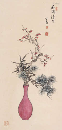 溥儒（1896～1963） 岁朝清供 镜心 设色纸本