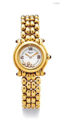 萧邦 精美，女装黄金镶红宝石链带腕表，备悬浮钻石装饰，型号27/6150-21，年份约2012
