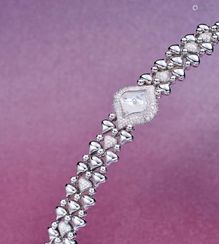 萧邦 高贵优雅，女装白金镶钻石橄榄形链带腕表，「Pushkin」，型号106813-1001，年份约2001，附原厂调较针及表盒