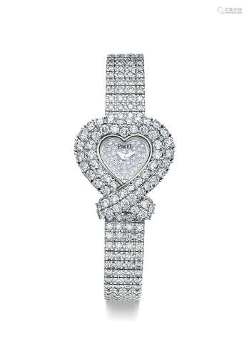 伯爵 精美，女装白金镶钻石心形机械链带腕表，「Limelight」，型号G0A23172，年份约2000