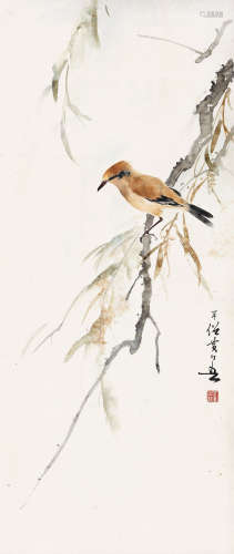 黄幻吾（1906～1985） 雀上枝头 立轴 设色纸本