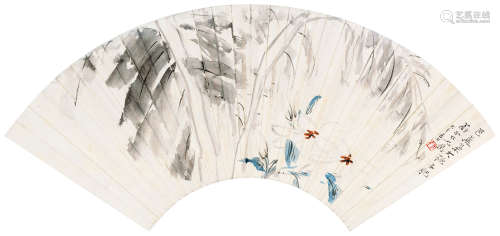 张大千（1899～1983） 栀子芭蕉 立轴 设色纸本