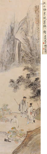 王素（1794～1877） 东坡苏癖图 立轴 设色纸本