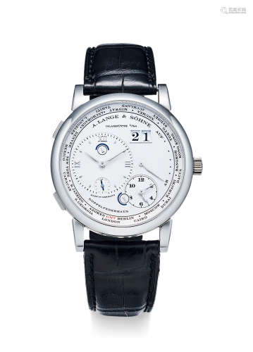 朗格 精美，铂金世界时间机械腕表，备大日历、两地日夜显示，「Lange 1 Time Zone」，型号 116.032，年份约2007，附原厂证书及表盒