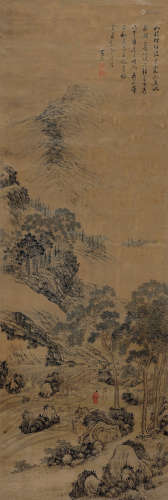 法若真（1613～1691） 虬松观泉图 立轴 设色绫本