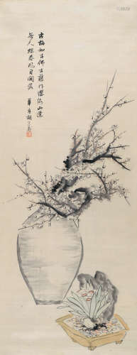 胡公寿（1823～1886） 古梅图 立轴 设色绫本