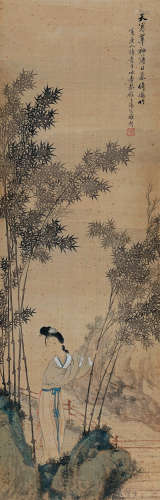 潘振镛（1852～1921） 唐人诗意图 立轴 设色绢本