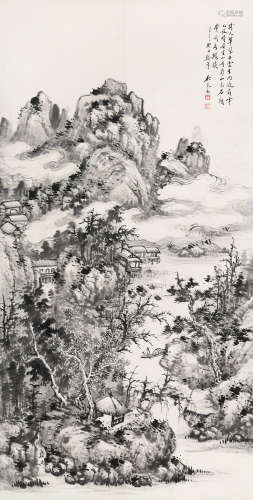 吴琴木（1894～1953） 1942年作 拟石溪笔意 立轴 水墨纸本