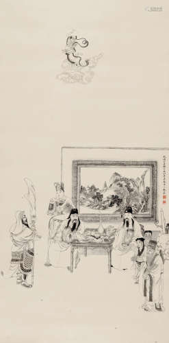 吴友如（1850～1893） 1889年作 白描人物 镜心 水墨纸本