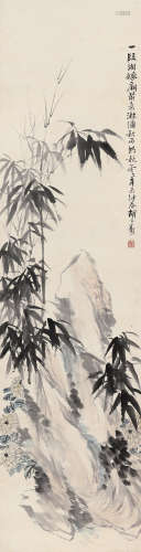 胡公寿（1823～1886） 1871年作 竹石图 立轴 设色纸本