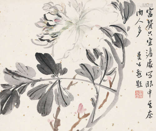 陈鸿寿（1768～1822） 没骨花卉 镜心 洒金纸本