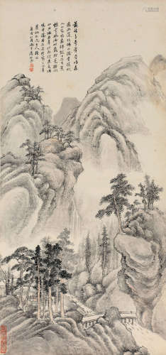 汤贻汾（1778～1853） 1850年作 摹王石谷笔 立轴 设色纸本