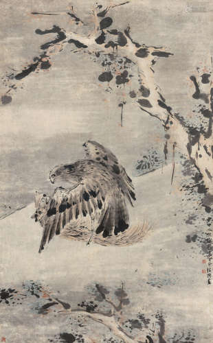 高其佩（1660～1734） 1704年作 指画 立轴 设色纸本