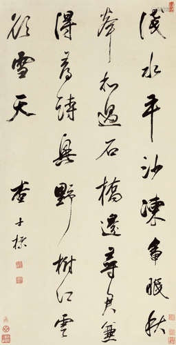 查士标（1615～1698） 行书七言诗 立轴 水墨纸本