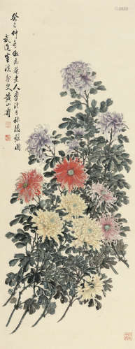 黄山寿（1855～1919） 1895年作 仿忘庵笔意 立轴 设色纸本