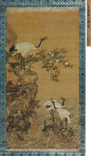 沈铨（1682～1760） 1736年作 鹤寿延年 立轴 设色绢本