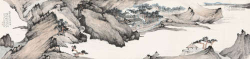 郑午昌（1894～1952） 1929年作 五百本画梅精舍图 手卷 设色纸本