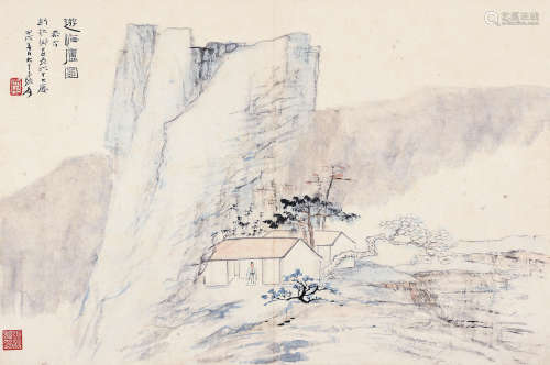 张大千（1899～1983） 1934年作 游悔卢图 镜心 设色纸本