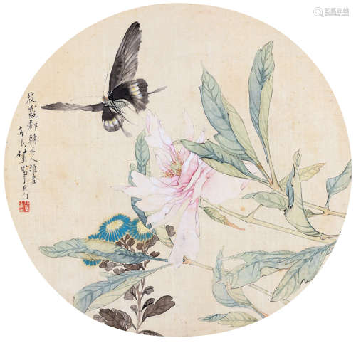 任薰（1835～1893） 花蝶图 镜心 设色绢本