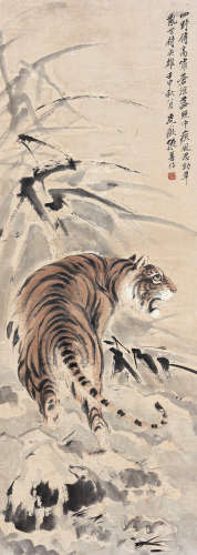 张善孖（1882～1940） 1922年作 虎啸图 镜心 设色纸本