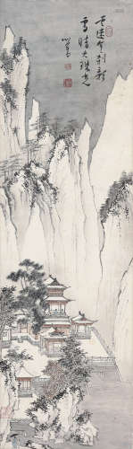 溥儒（1896～1963） 金刹珠光 立轴 设色纸本