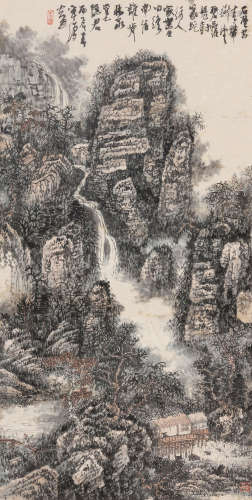 黄秋园（1914～1979） 1976年作 山瀑图 立轴 水墨纸本