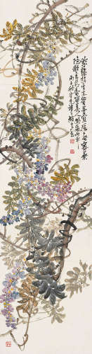 赵云壑（1874 ～1955） 1936年作 紫藤 立轴 设色纸本