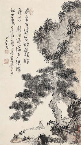 溥儒（1896～1963） 松下高仕 立轴 设色纸本