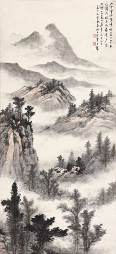 黄君璧（1898～1991） 1972年作 云山幽居 立轴 设色纸本