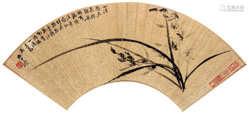 白蕉（1907～1969） 兰花 镜心 水墨金箋
