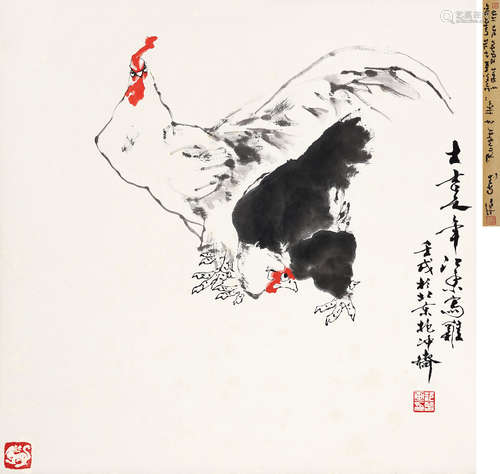 范曾（b.1938） 1982年作 双吉图 立轴 设色纸本