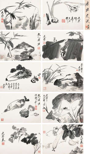 唐云（1910～1993） 1972年作 墨趣册 册页 水墨纸本