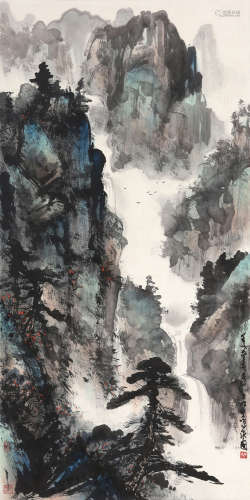 陈子毅（b.1919） 1982年作 松壑鸣泉图 立轴 设色纸本