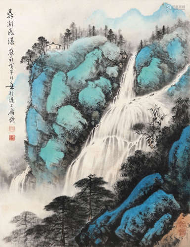 黄幻吾（1906～1985） 鼎湖飞瀑 镜心 设色纸本