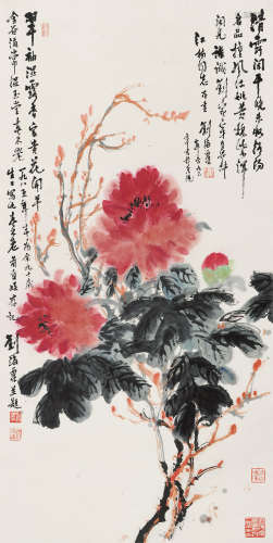 刘海粟（1896～1994） 1985年作 牡丹 立轴 设色纸本