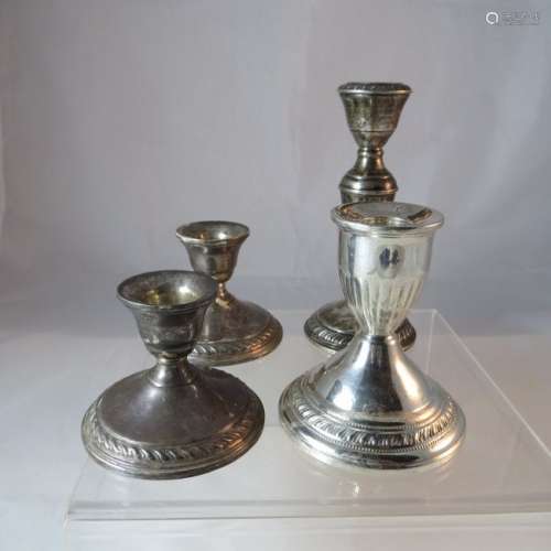 4 Pieces Sterling Candle Holders