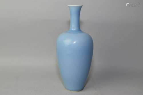 Kangxi Mark Chinese Sky Blue Glaze Vase