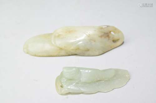 Two Chinese Jade Carved Amulets