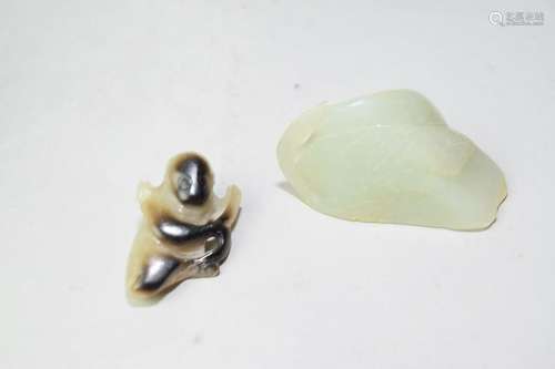 Two Chinese Jade Carved Amulets