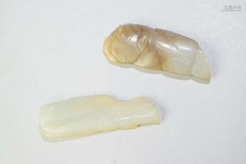 Two Chinese Jade Carved Amulets