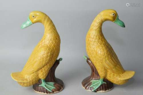 Pair of Late Qing Chinese Sancai Ducks