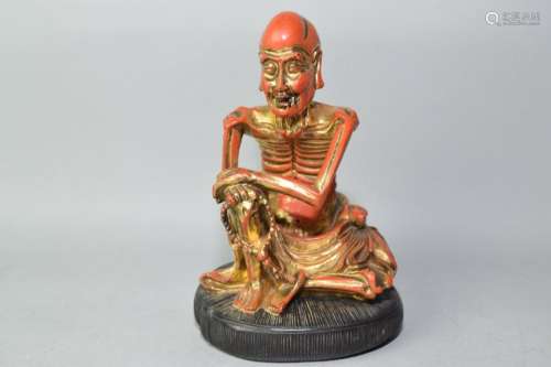 Qing Chinese Gilt Wood Carved Rohan