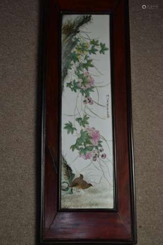 19-20th C. Chinese Famille Rose Hanging Screen