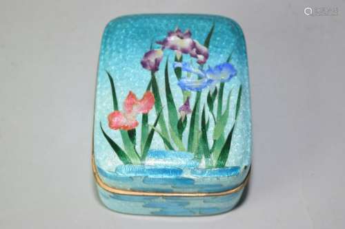 19th C. Japanese Ginbari Cloisonne Narcissus Box