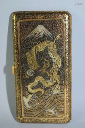 19th C. Japanese Cloisonne Dragon Card Box