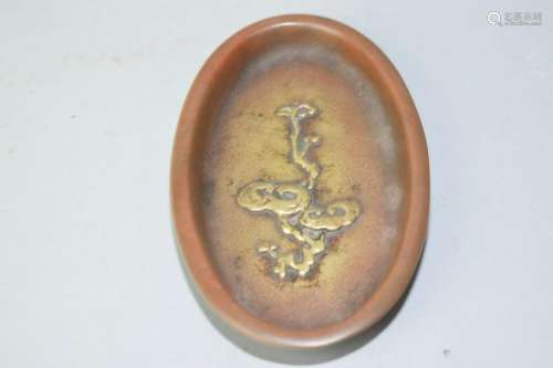 19th C. Japanese Bronze Carved Ink Plate