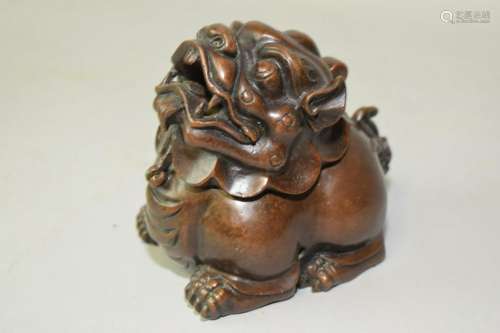 19-20th C. Chinese Bronze Lion Incense Burner