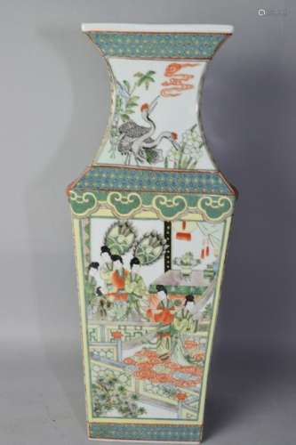 19-20th C. Chinese Wucai Figures Vase